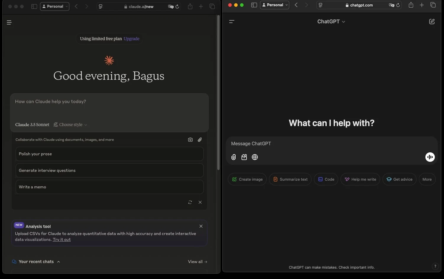Menggunakan ChatGPT dan Claude AI