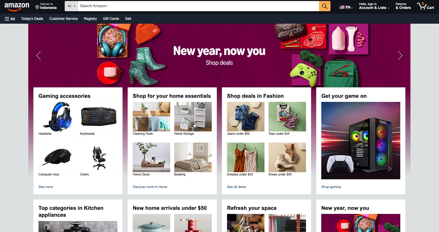 tampilan ux amazon.com