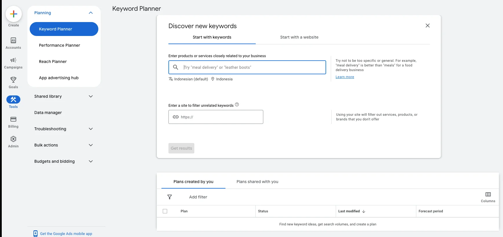 Riset Keyword Google Keyword Planner
