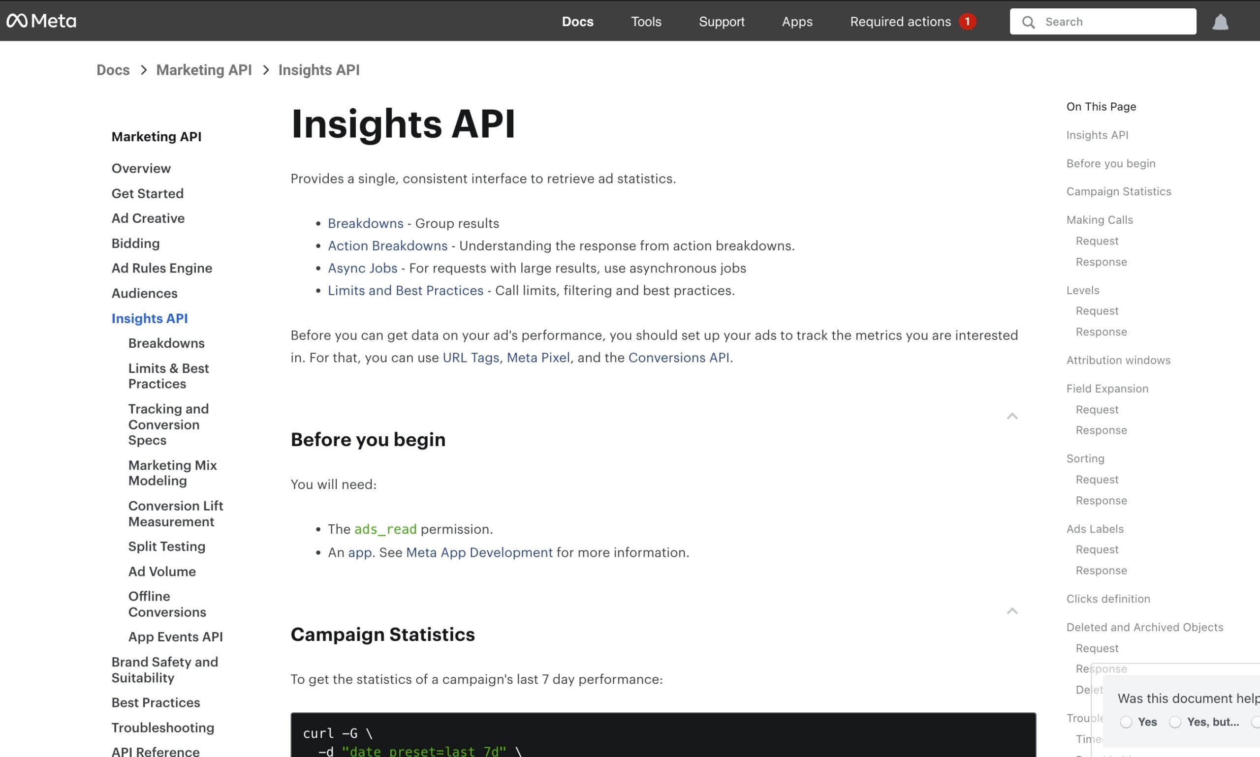 Meta API Implementations for Specialized Reports