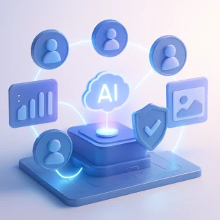 3D isometric scene showing AI driven targeting nodes and privacy shield for Meta Ads 2025