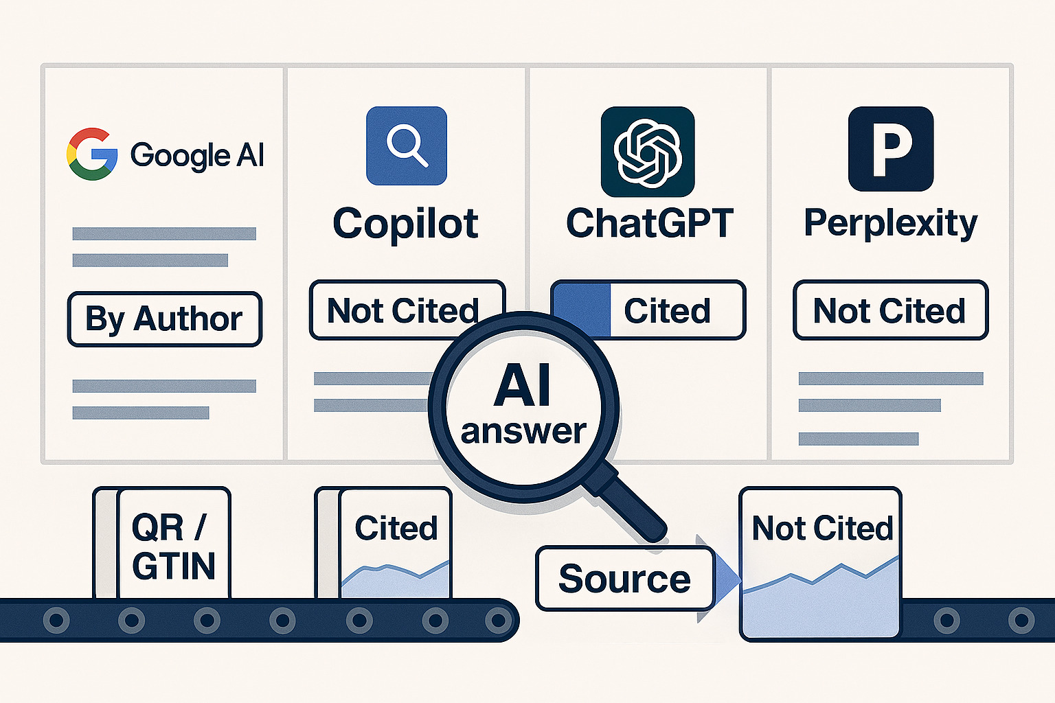 Dashboard tracking citations across Google AI, Copilot, ChatGPT, Perplexity