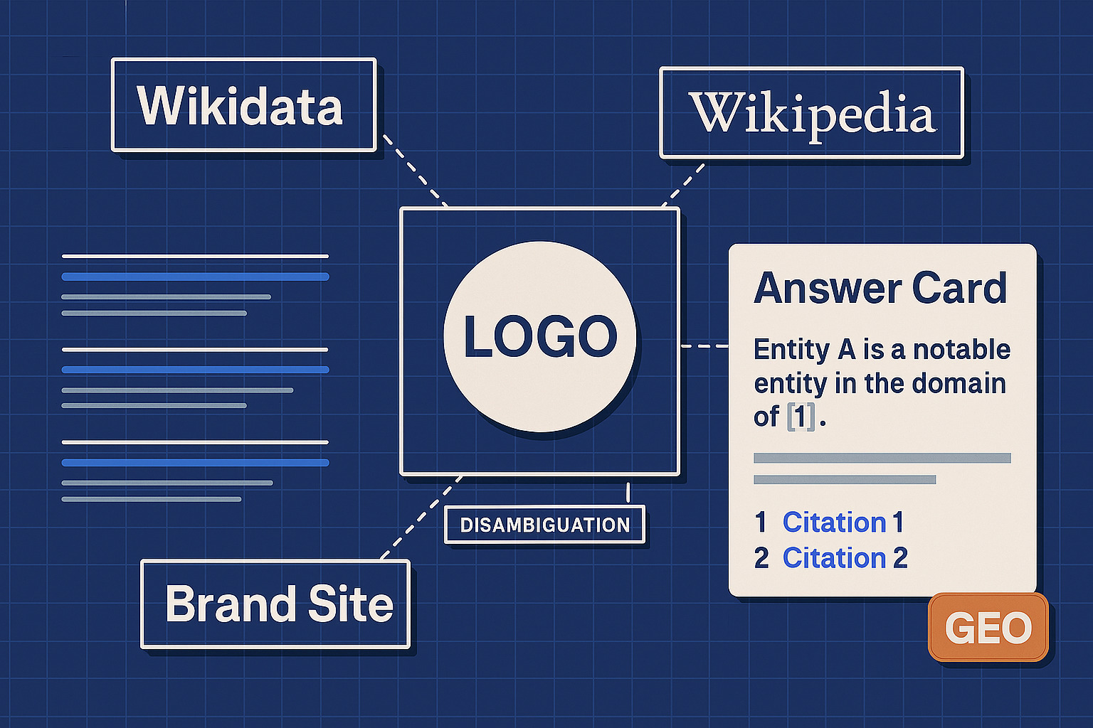Brand logo connected via sameAs to Wikidata, Wikipedia, and LinkedIn