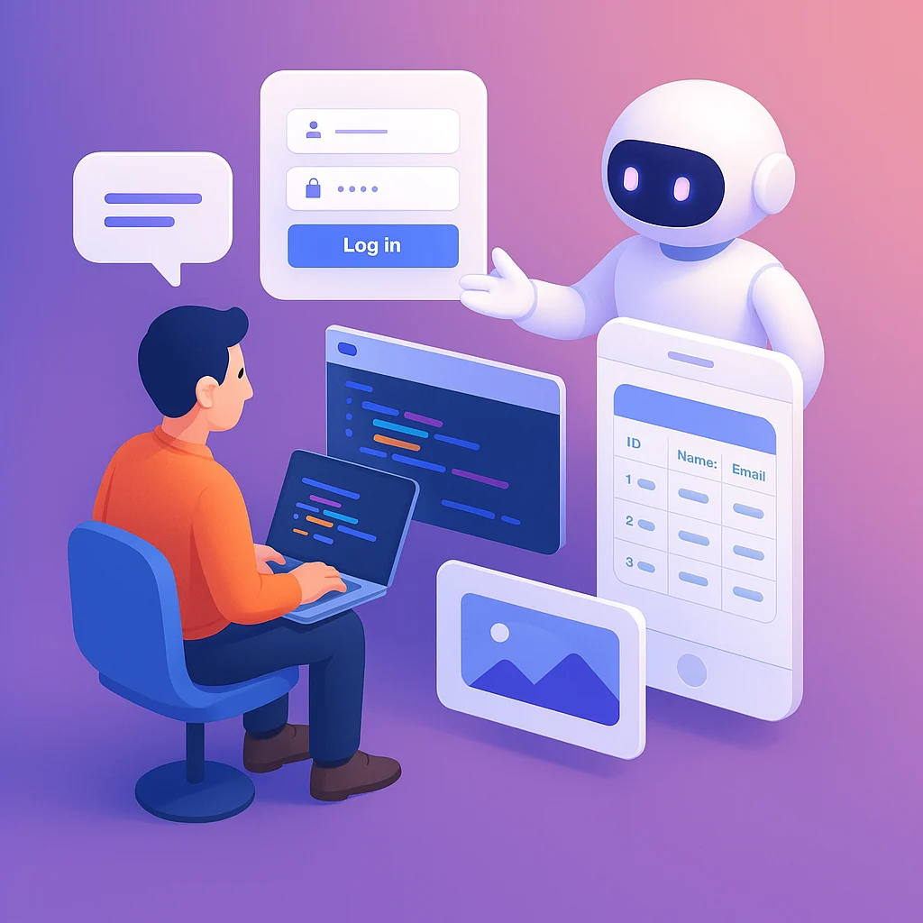 Ilustrasi vibe coding: dari prompt jadi aplikasi siap jalan