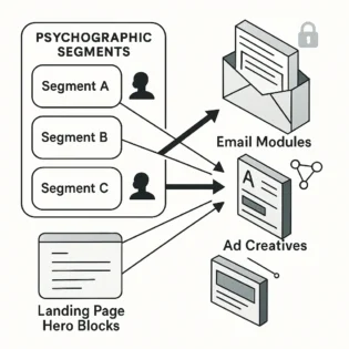 AI hyper personalization map of psychographic segments across email ads and landing pages