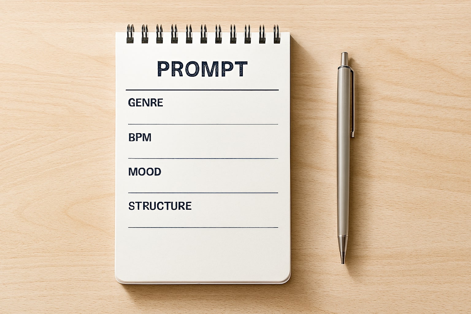 template prompt musik, genre BPM mood struktur