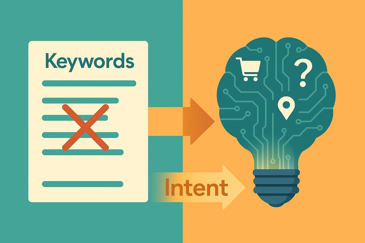 Perubahan struktur kampanye Google Ads dari fokus keyword ke fokus intent pengguna untuk optimasi AI Overviews