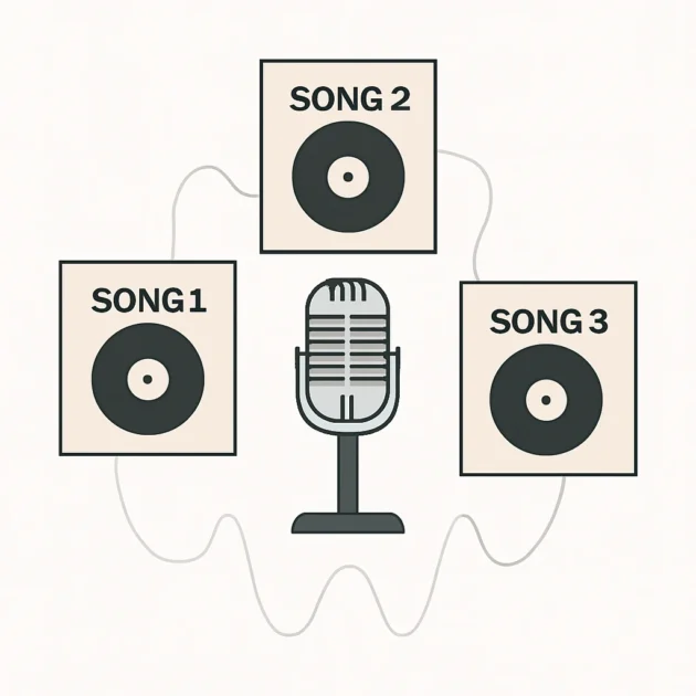 concept illustration of consistent AI singer identity across multiple songs in Udio