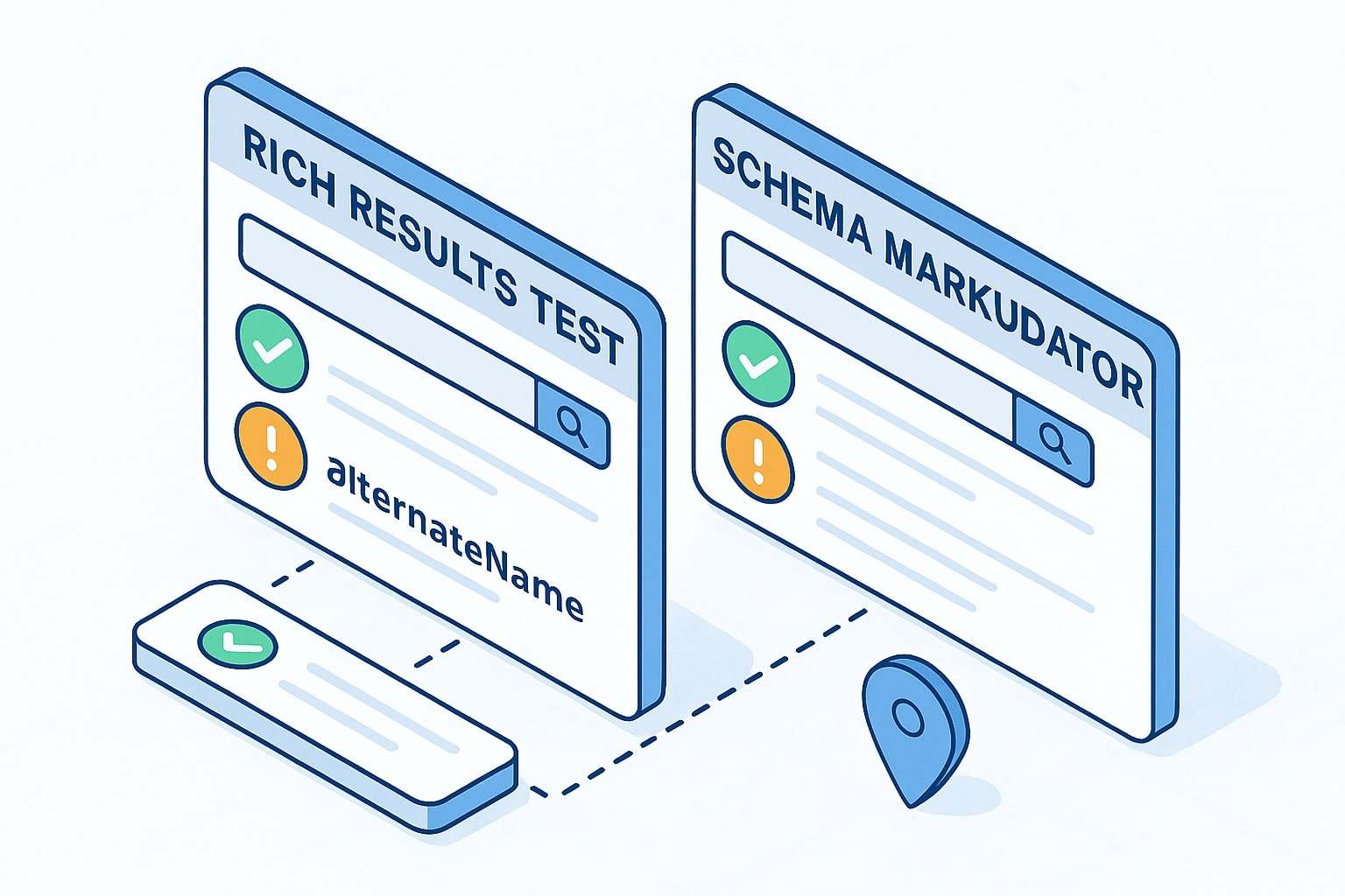 Dasbor validasi Rich Results Test dan Schema Markup Validator