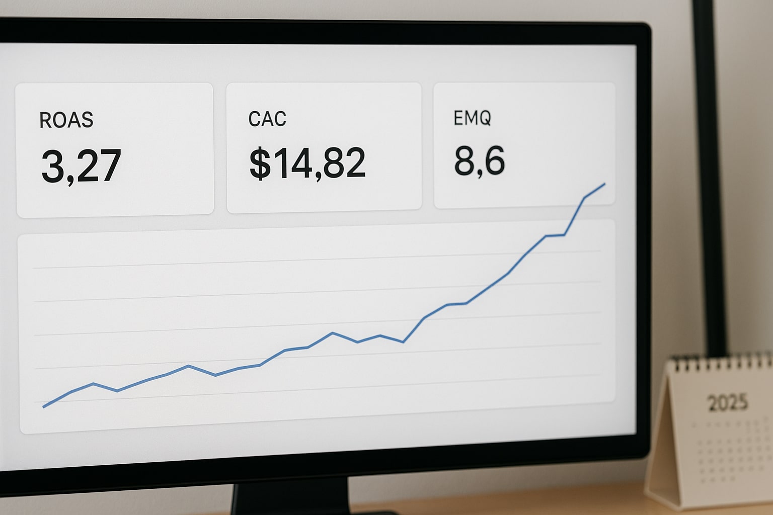 Advantage Plus Sales 2025 dashboard showing ROAS momentum