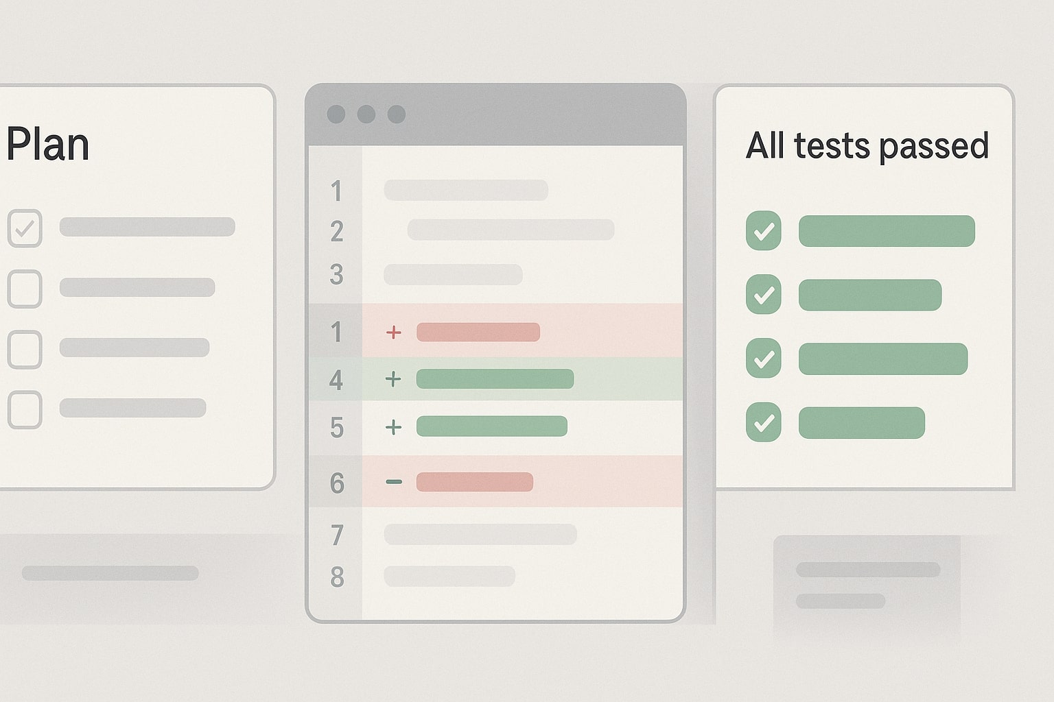 Step-by-step minimal agent producing a unified diff and running tests
