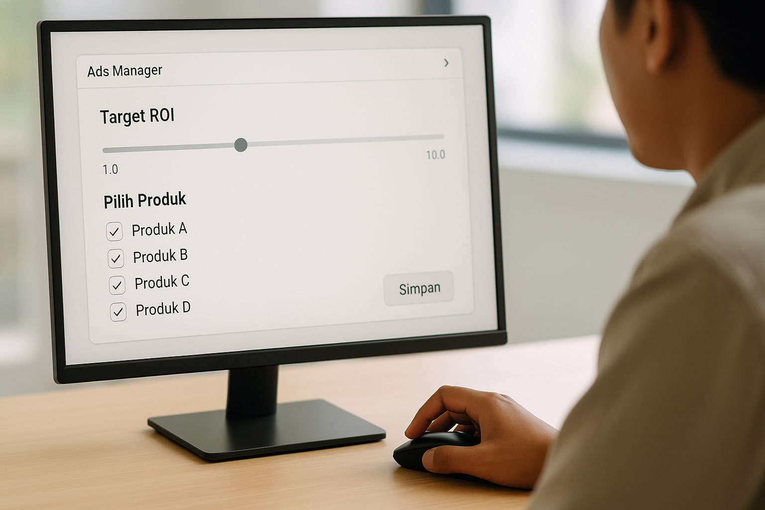 Pengaturan Target ROI dan pemilihan produk saat membuat kampanye GMV Max