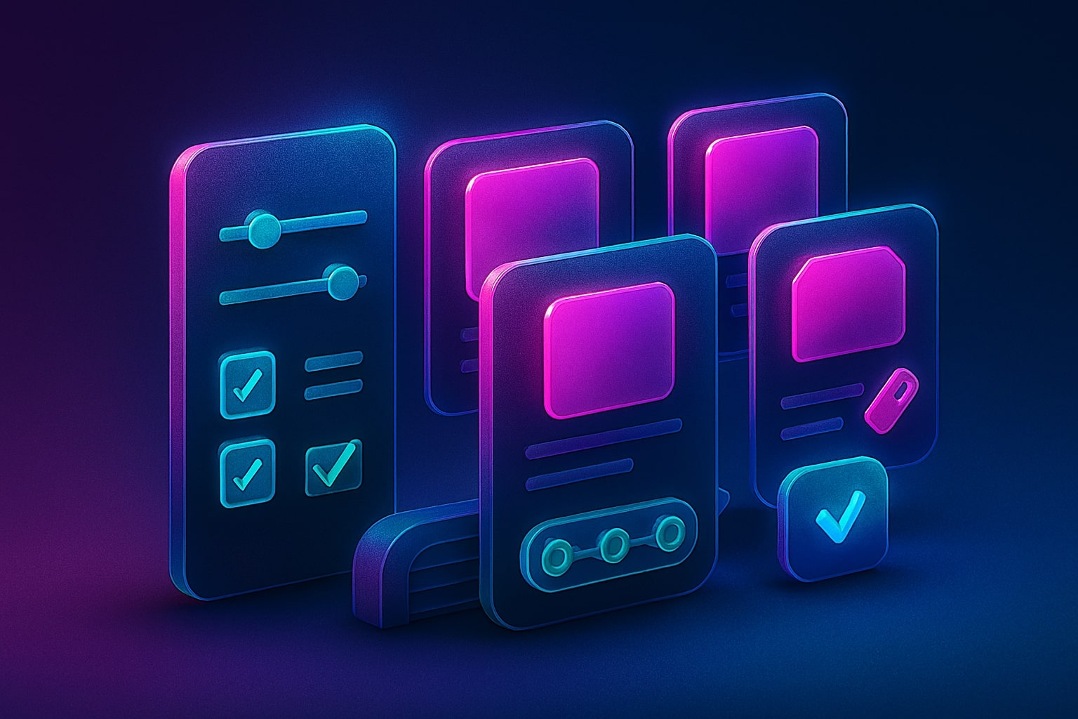 Panel filter toko daring 3D menyorot tiga kartu produk pilihan