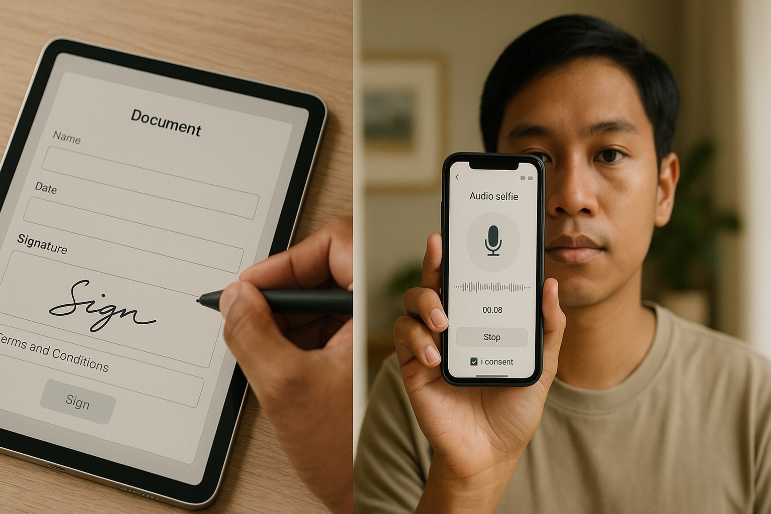 Signing consent and recording verification audio