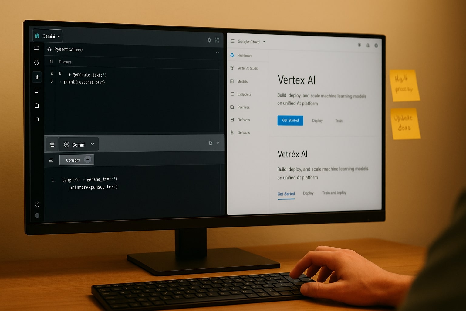 Layar menampilkan Gemini API dan Vertex AI sebagai jalur akses