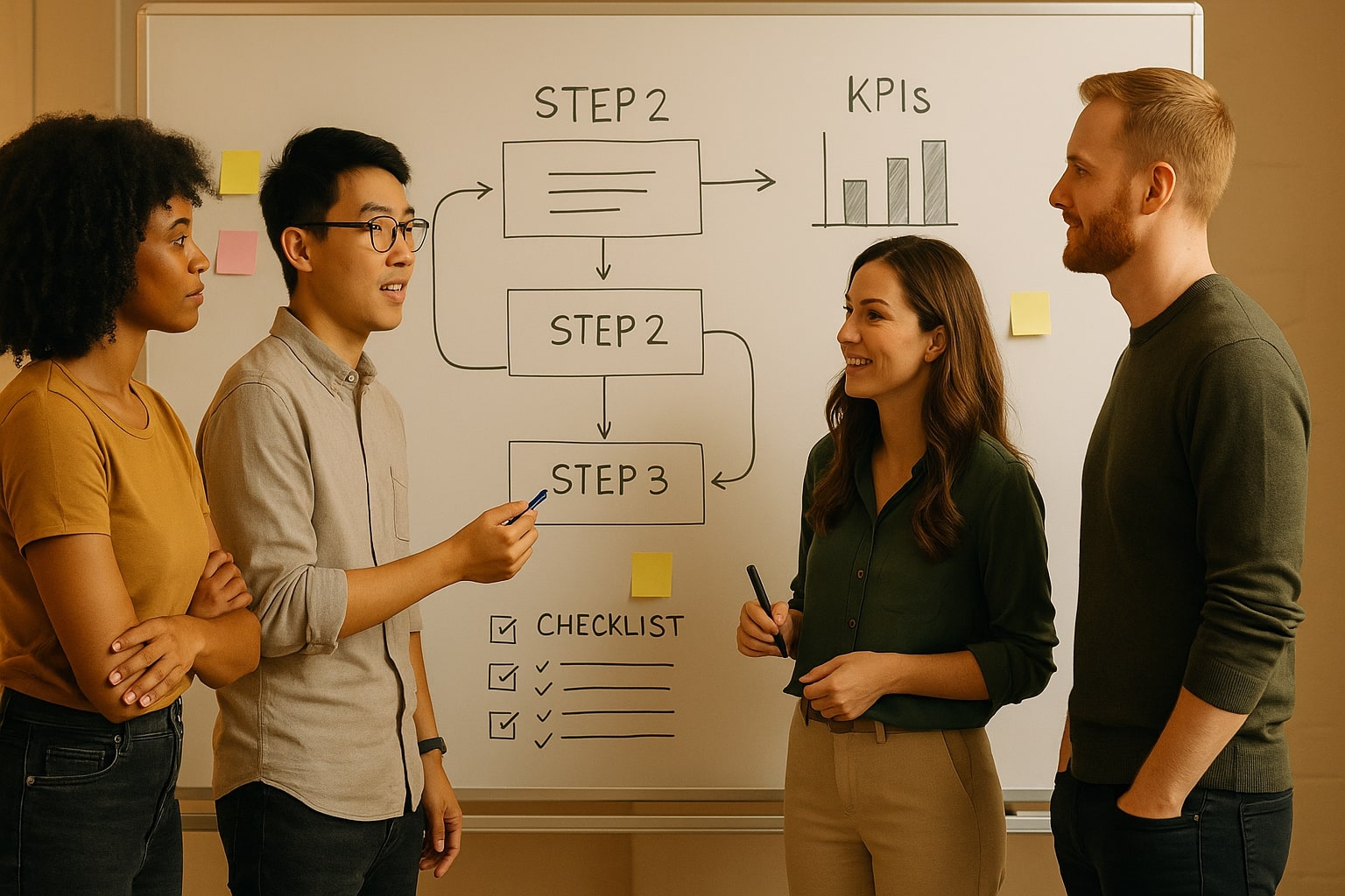 Whiteboard alur kerja dari prompt hingga distribusi