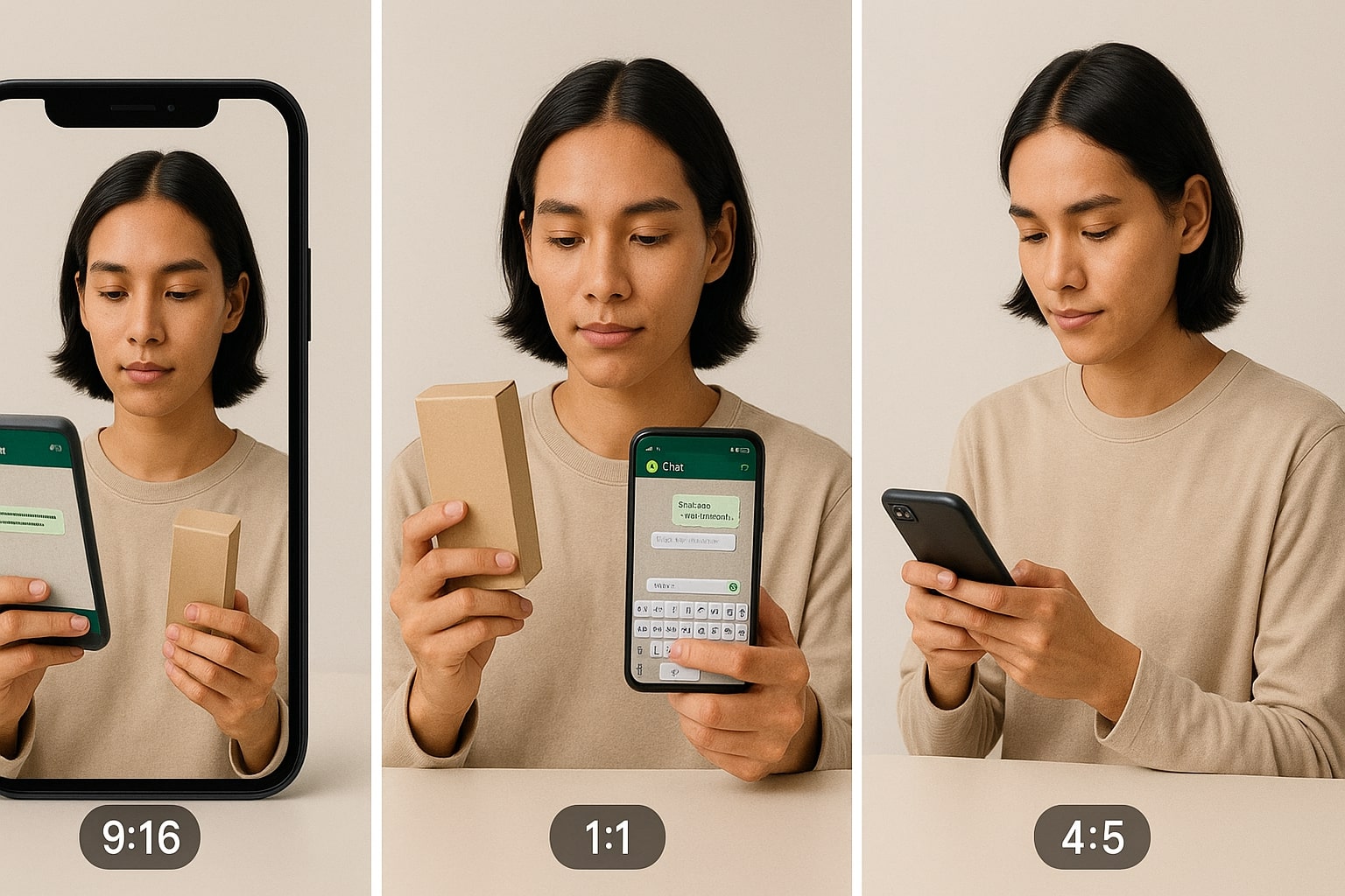 Format vertikal, persegi, dan portrait untuk WhatsApp Ads