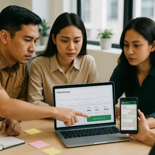 Tim marketing menyiapkan kampanye WhatsApp Ads di Ads Manager