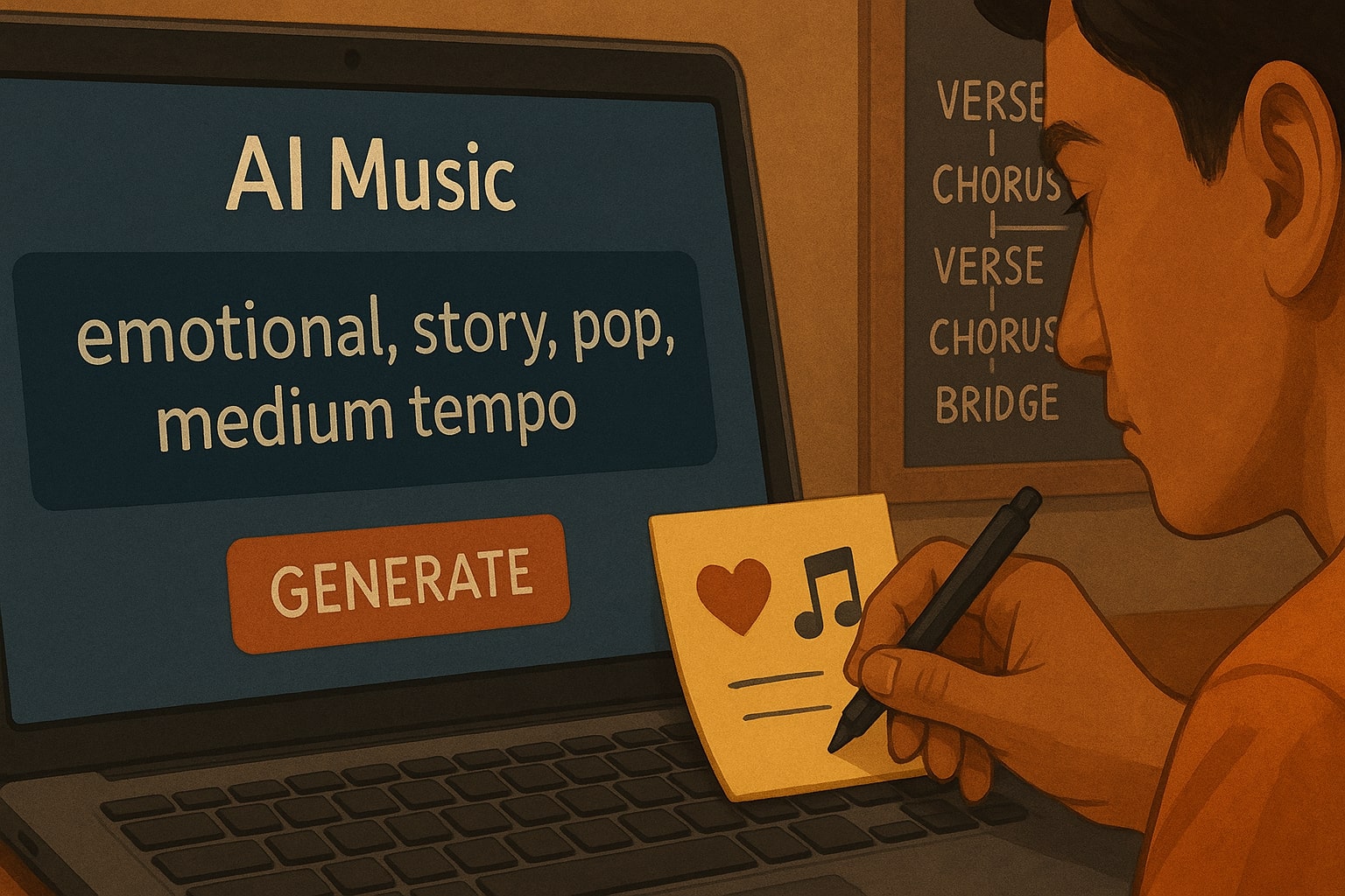 kreator menyusun anatomi prompt musik AI untuk menghasilkan lagu emosional
