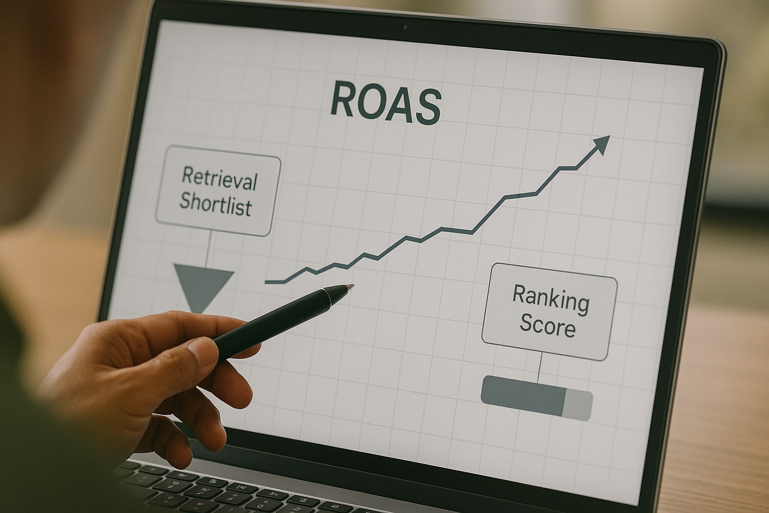 Chart shows ROAS improvement after Andromeda retrieval feeds ranking with better candidates
