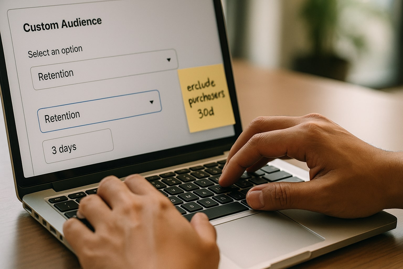 Selecting three day retention in Meta audience builder