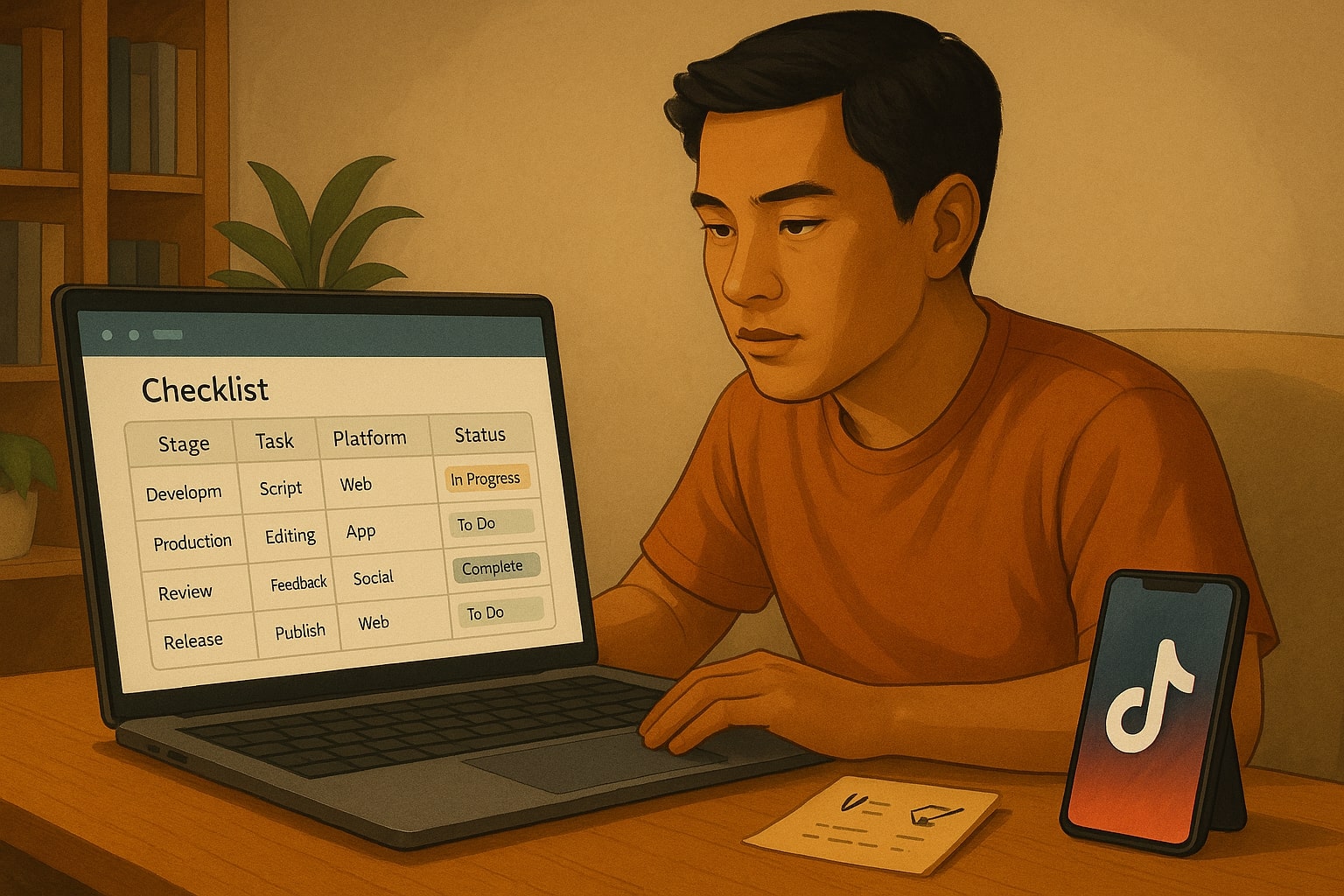 kreator menggunakan checklist spreadsheet untuk mengatur proses lagu viral tiga menit