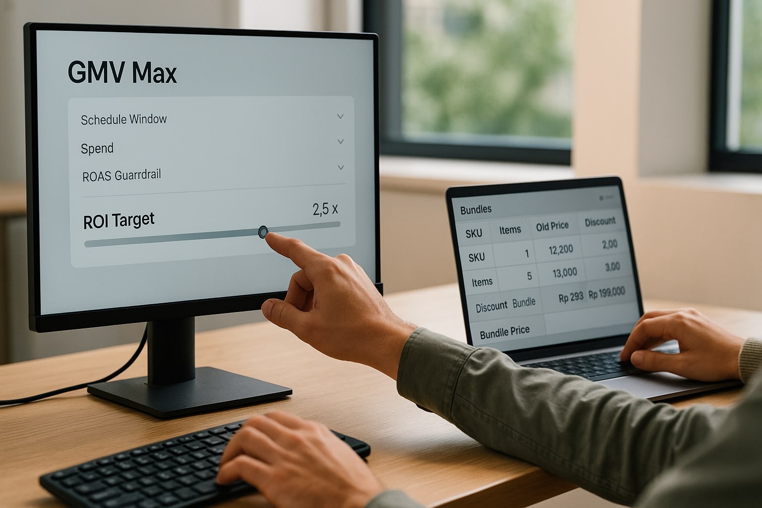 Operator sets GMV Max ROI target and bundle logic