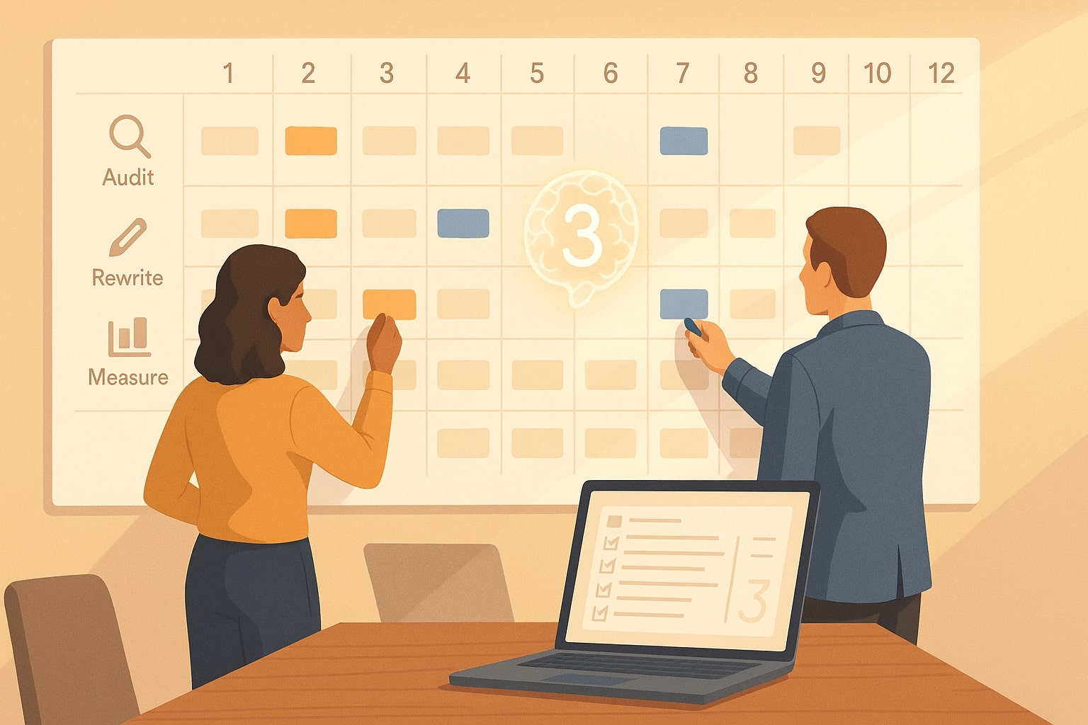 SEO team organising a 90 day action plan for Gemini 3 updates.