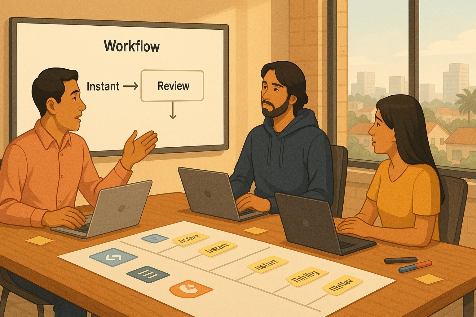 Startup team planning workflows that combine GPT-5.1 Instant and Thinking on a roadmap