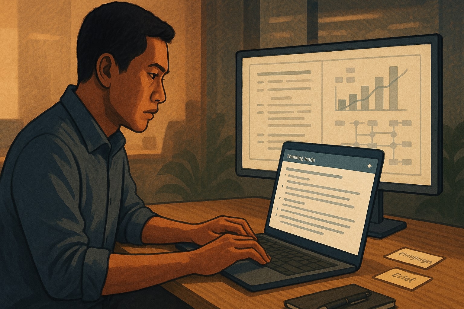 Analis bisnis menggunakan GPT-5.1 Thinking untuk analisis mendalam berisiko tinggi