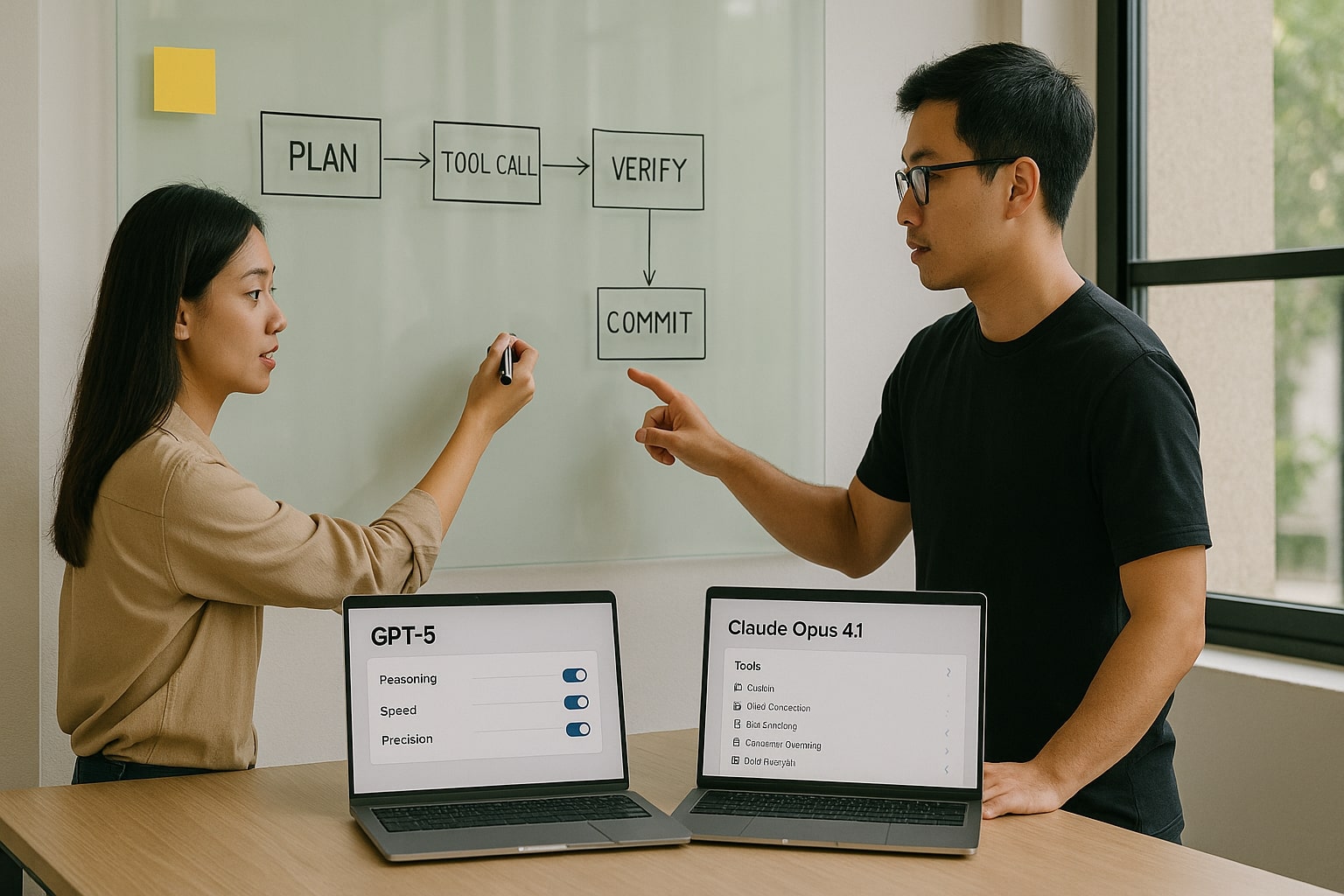 Team maps agentic workflow comparing GPT-5 and Opus 4.1 tool use