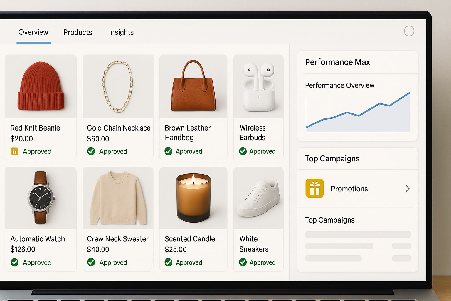 Merchant Center feed quality and Performance Max asset reporting.