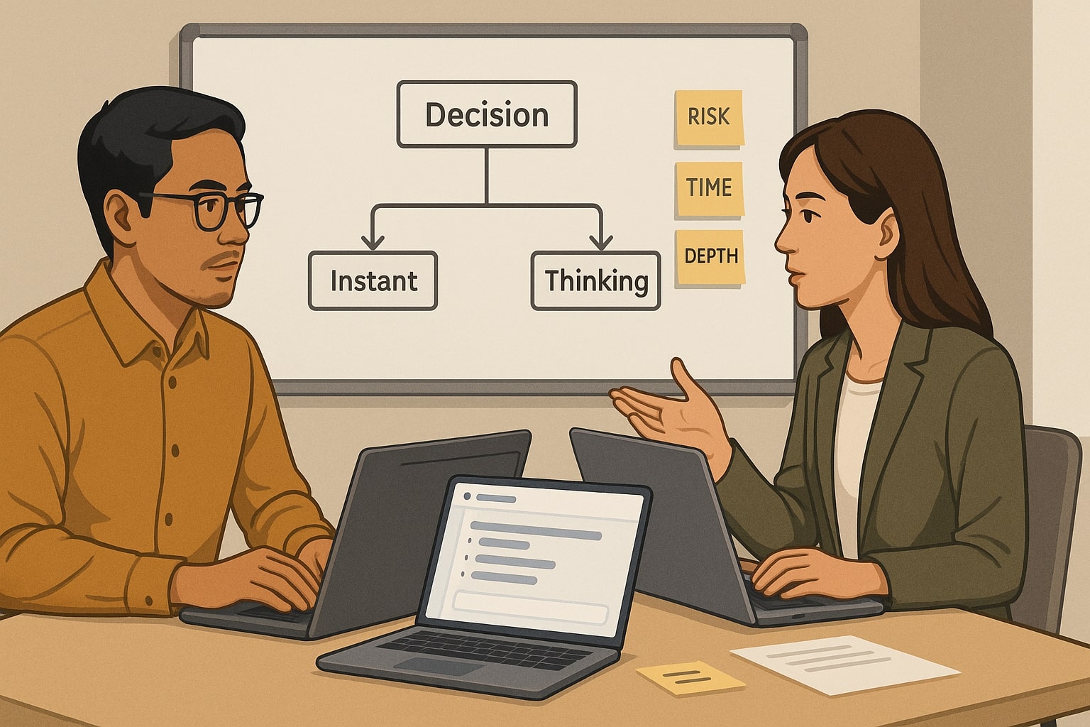 Founder startup memilih antara mode GPT-5.1 Instant dan Thinking untuk workflow bisnis