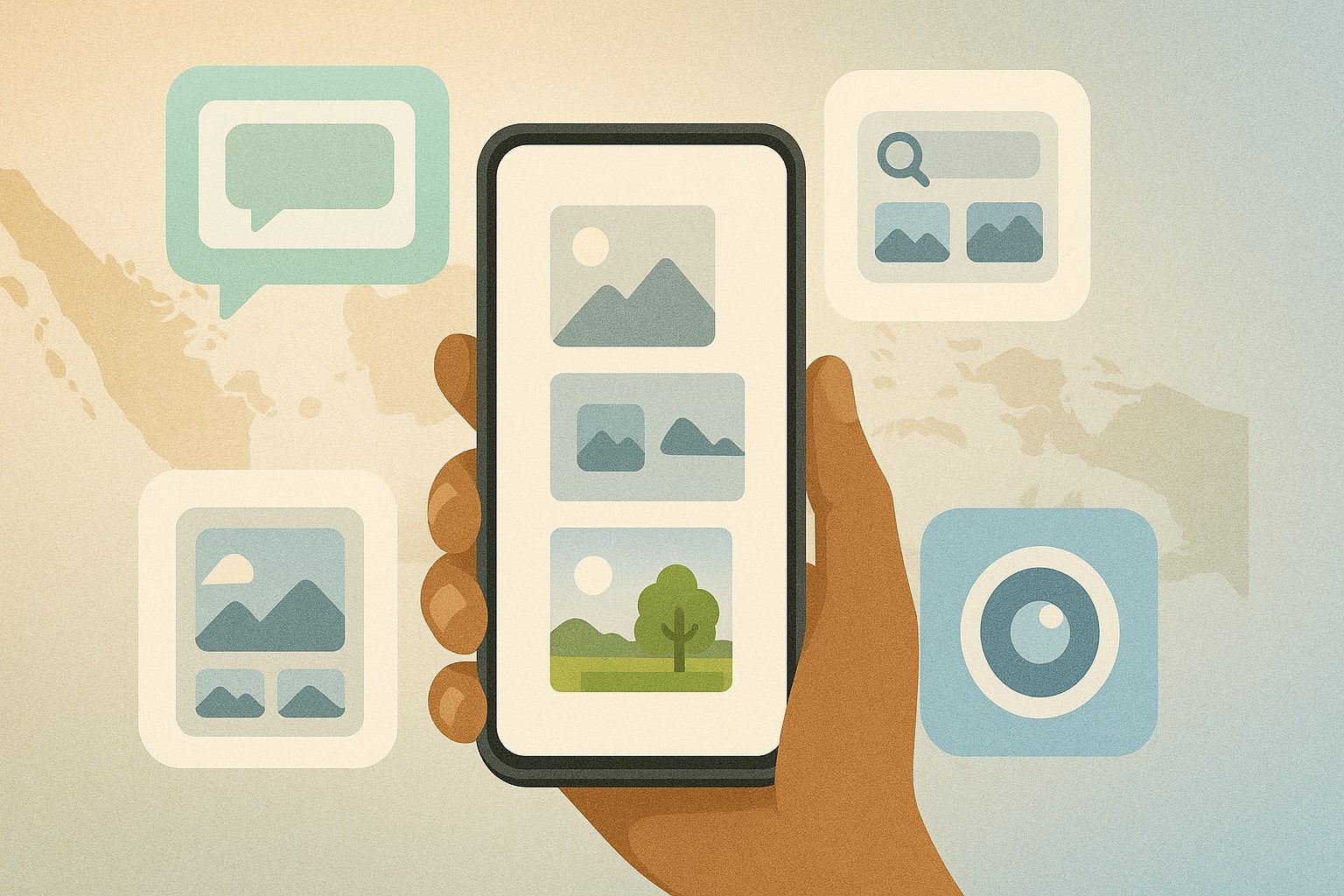 Ilustrasi akses Nano Banana di berbagai aplikasi Google dan HP