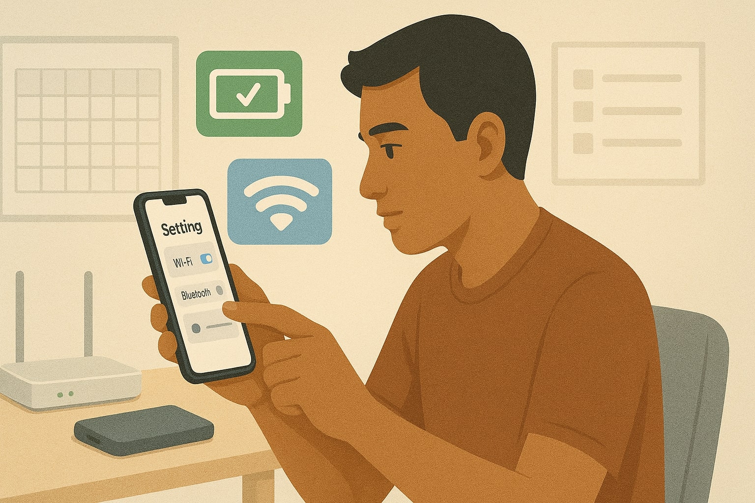 Pengguna menyiapkan HP dan koneksi sebelum memakai Nano Banana di Gemini 3