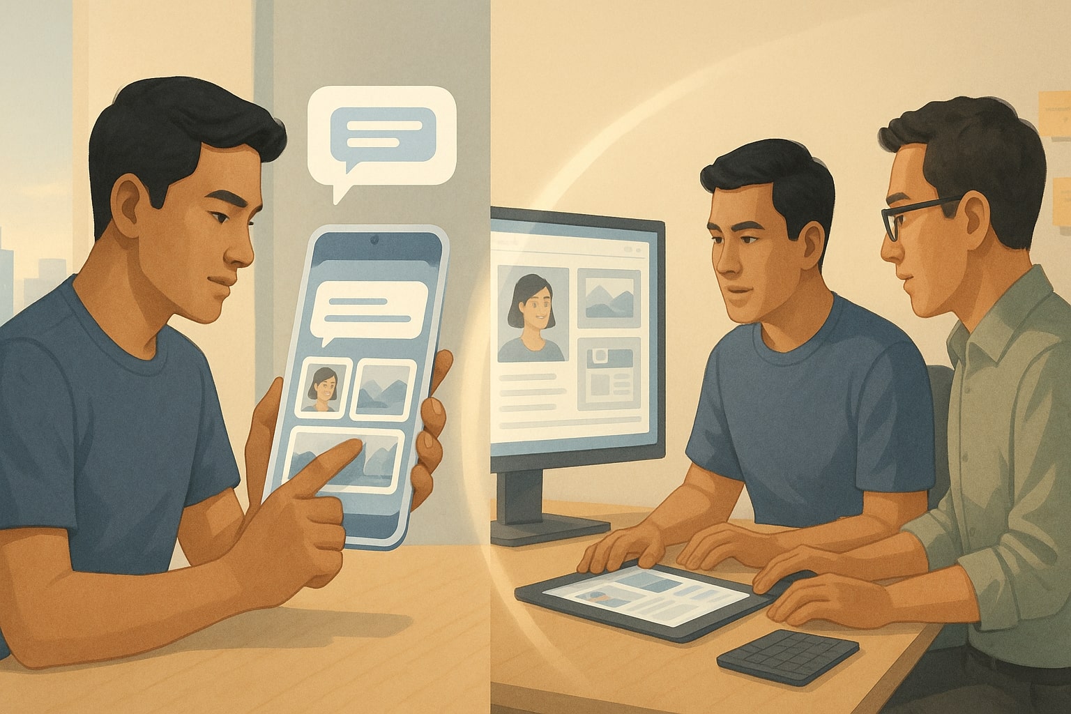 Ilustrasi perbandingan memakai Nano Banana dan editor profesional