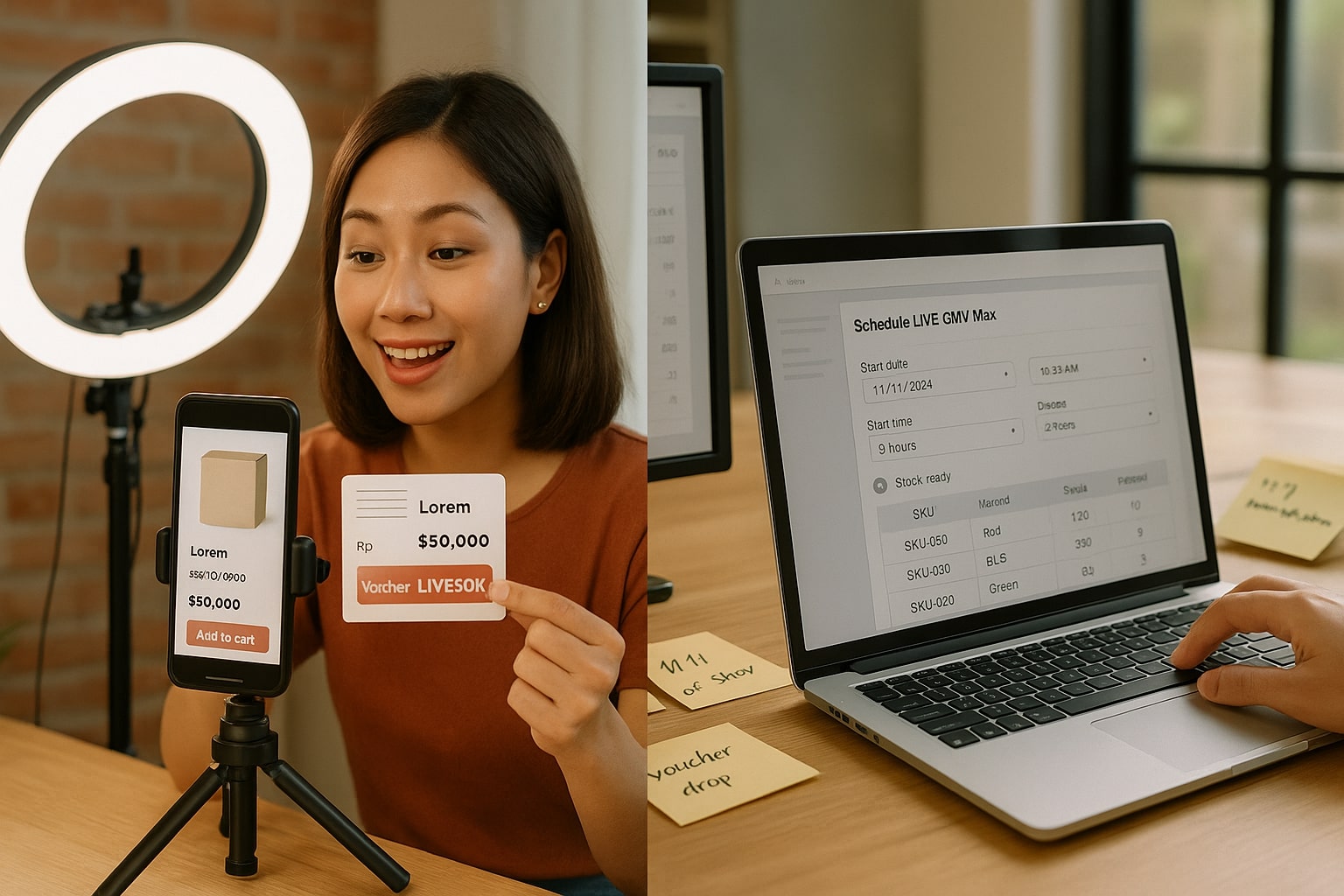 Sinkronisasi sesi Live dan Product GMV Max untuk dorong konversi.