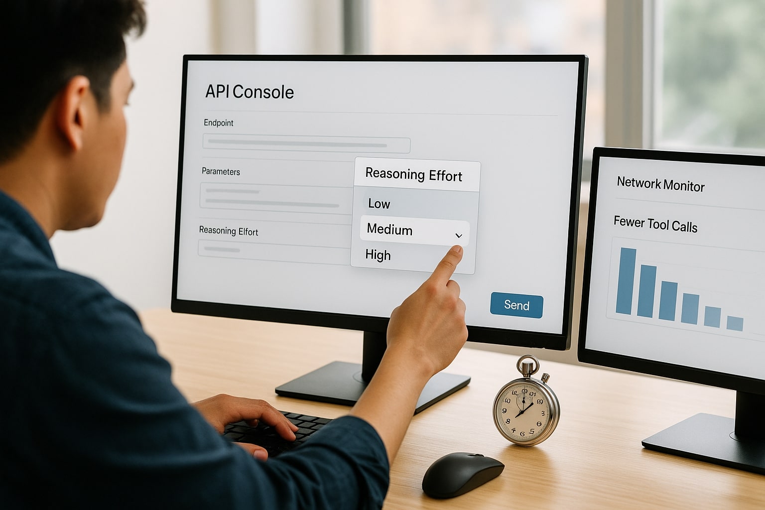 API console showing reasoning effort control to reduce latency
