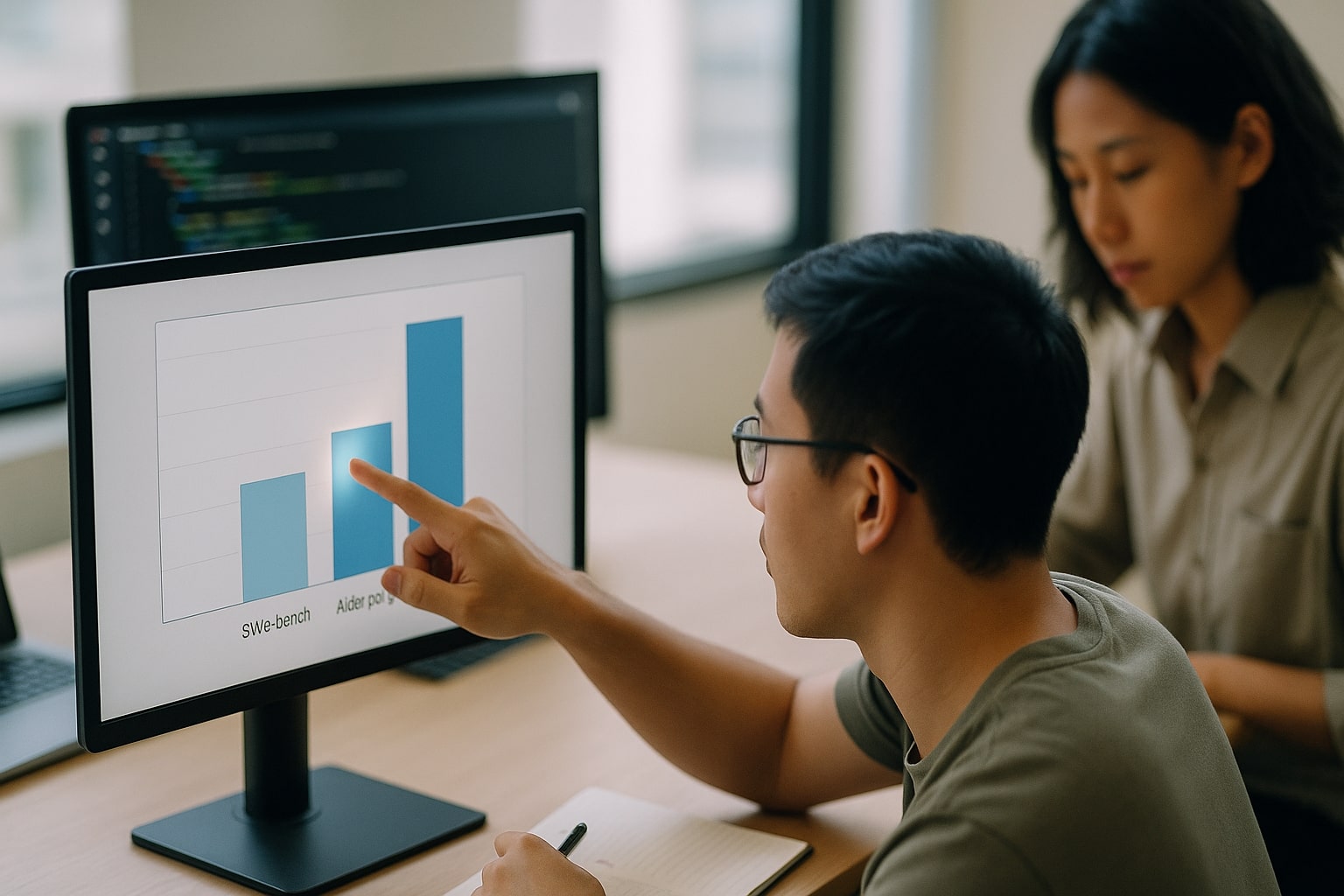 Chart view of SWE-bench and Aider results for GPT-5 and Opus 4.1