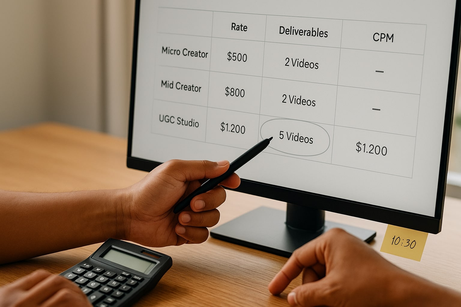 UGC price comparison table for 11.11 content planning
