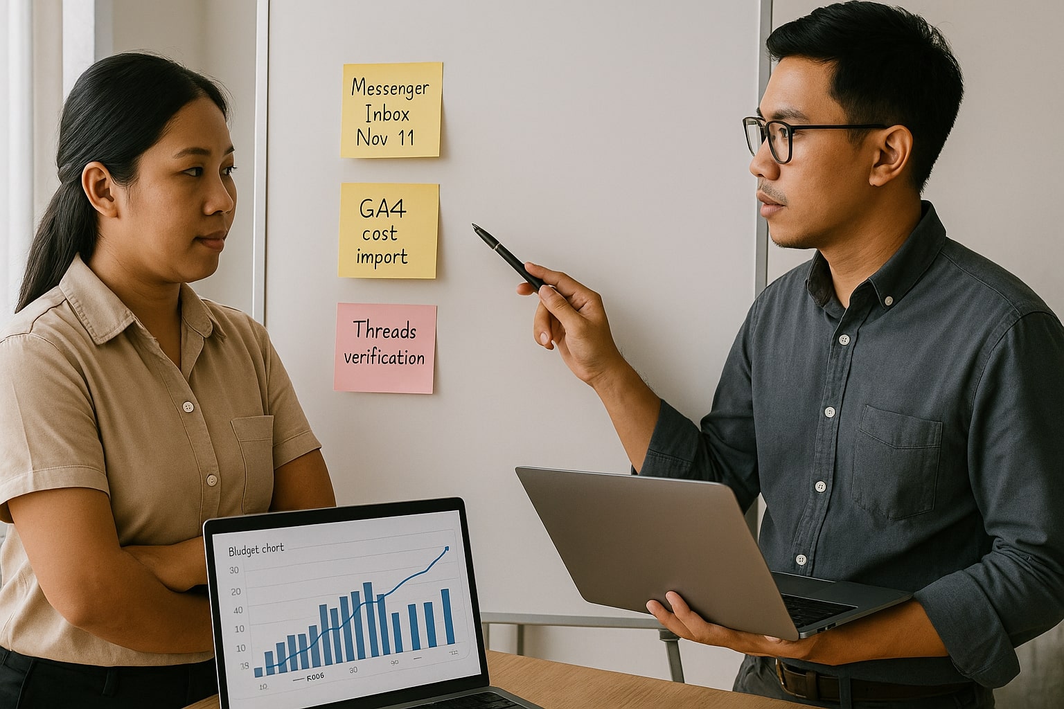 Meta Ads Updates November 2025, small business team meninjau dampak Messenger Inbox, GA4 cost import, dan Threads verification