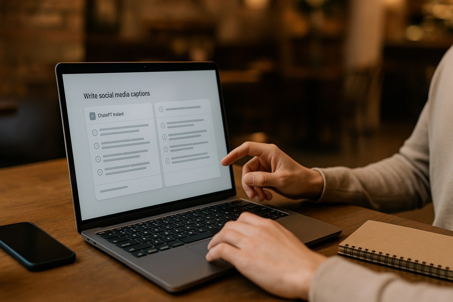 Content creator using ChatGPT Instant mode for fast writing tasks