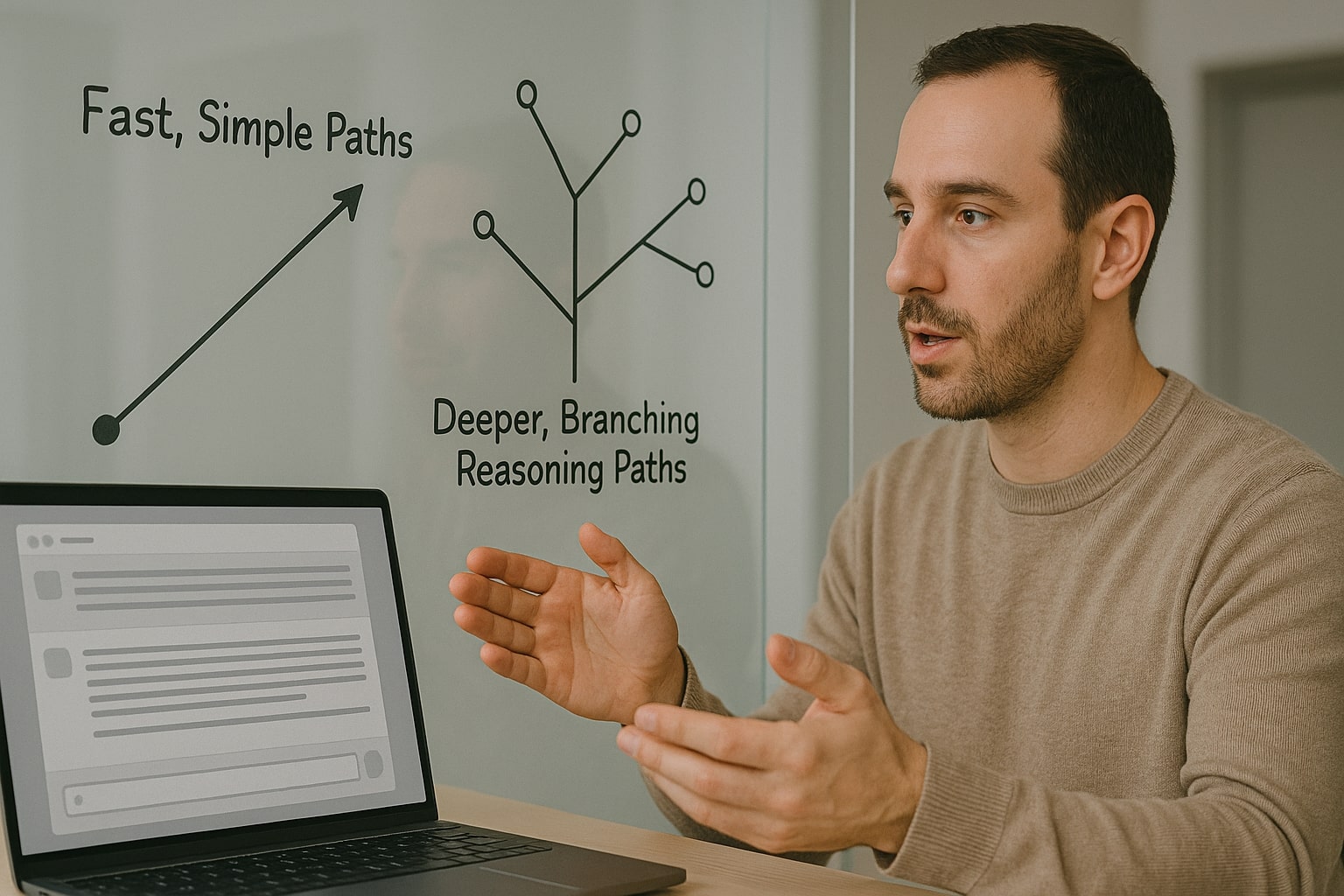 Data scientist explaining how ChatGPT allocates more reasoning steps in Thinking mode