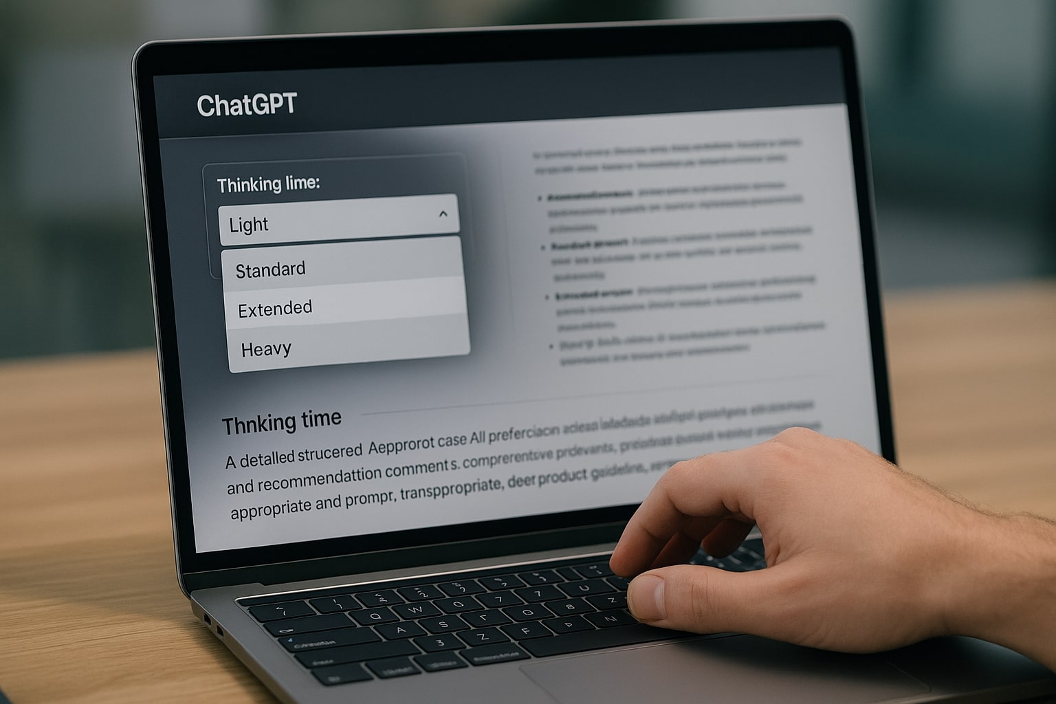 User adjusting ChatGPT thinking time controls in the interface