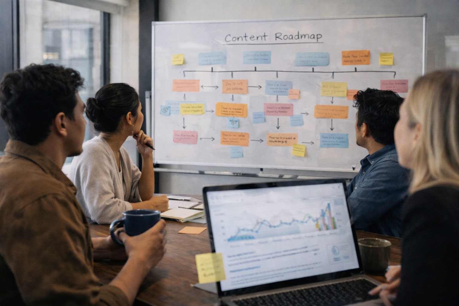 Tim menyusun roadmap konten 30 hari untuk membangun cluster dan nilai unik setelah core update