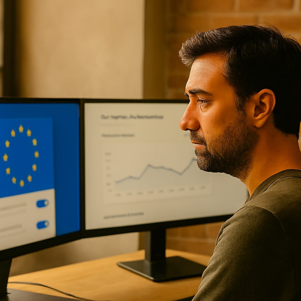 Performance marketer adjusting EU ad settings for lower data personalization