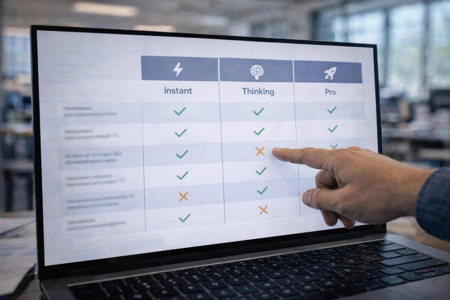 Visual comparison of GPT-5.2 Instant, Thinking, and Pro modes