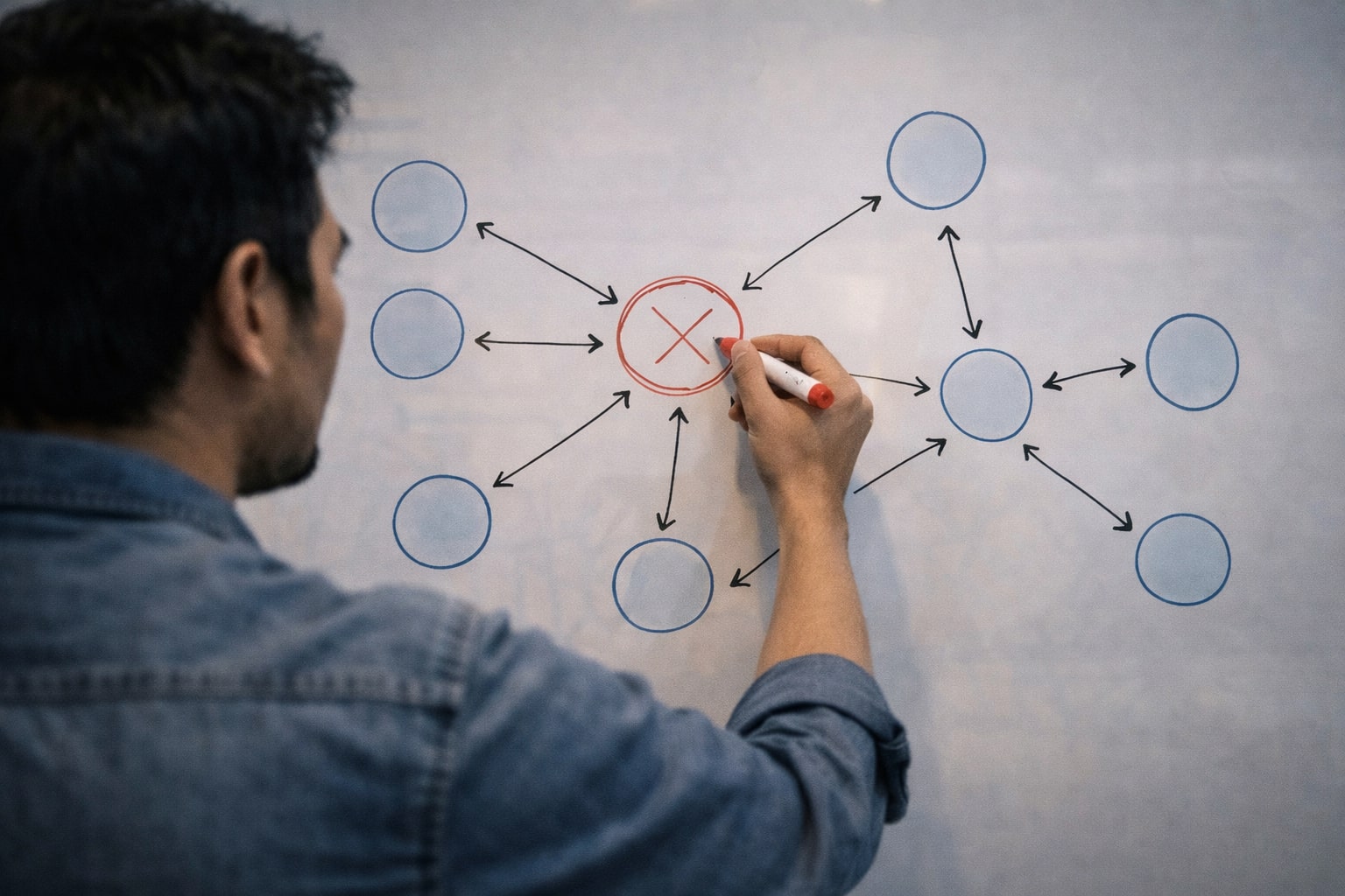 Strategist SEO memetakan internal link dan cannibalization untuk menemukan penyebab penurunan