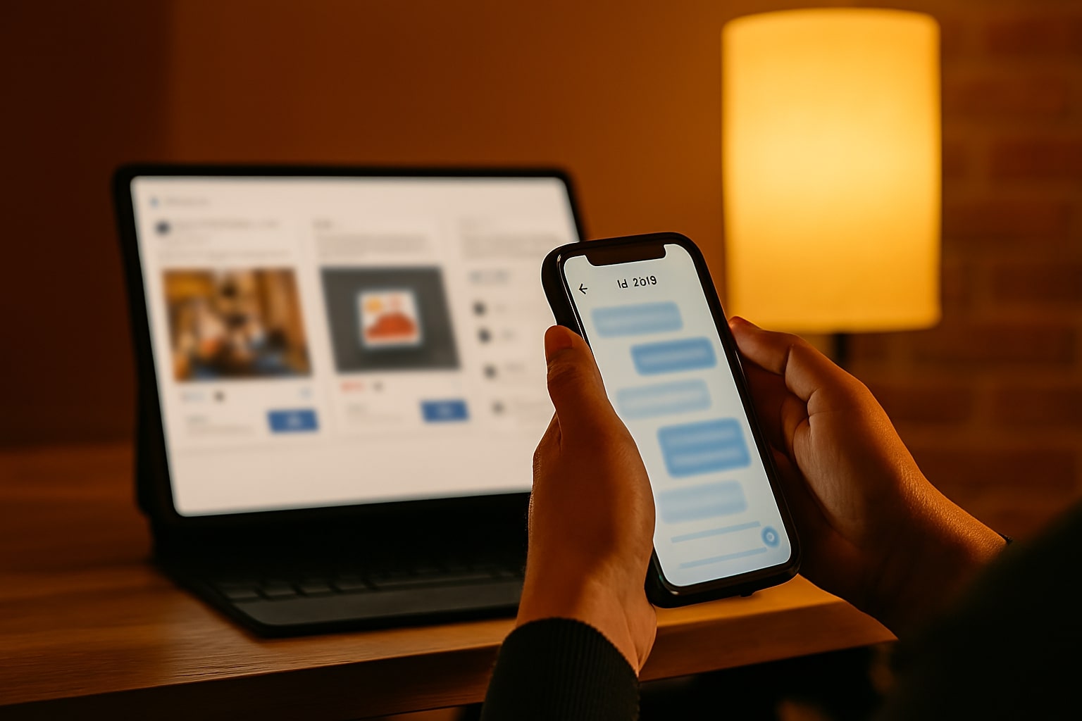 User chatting with Meta AI while ads recommendations update on a feed screen
