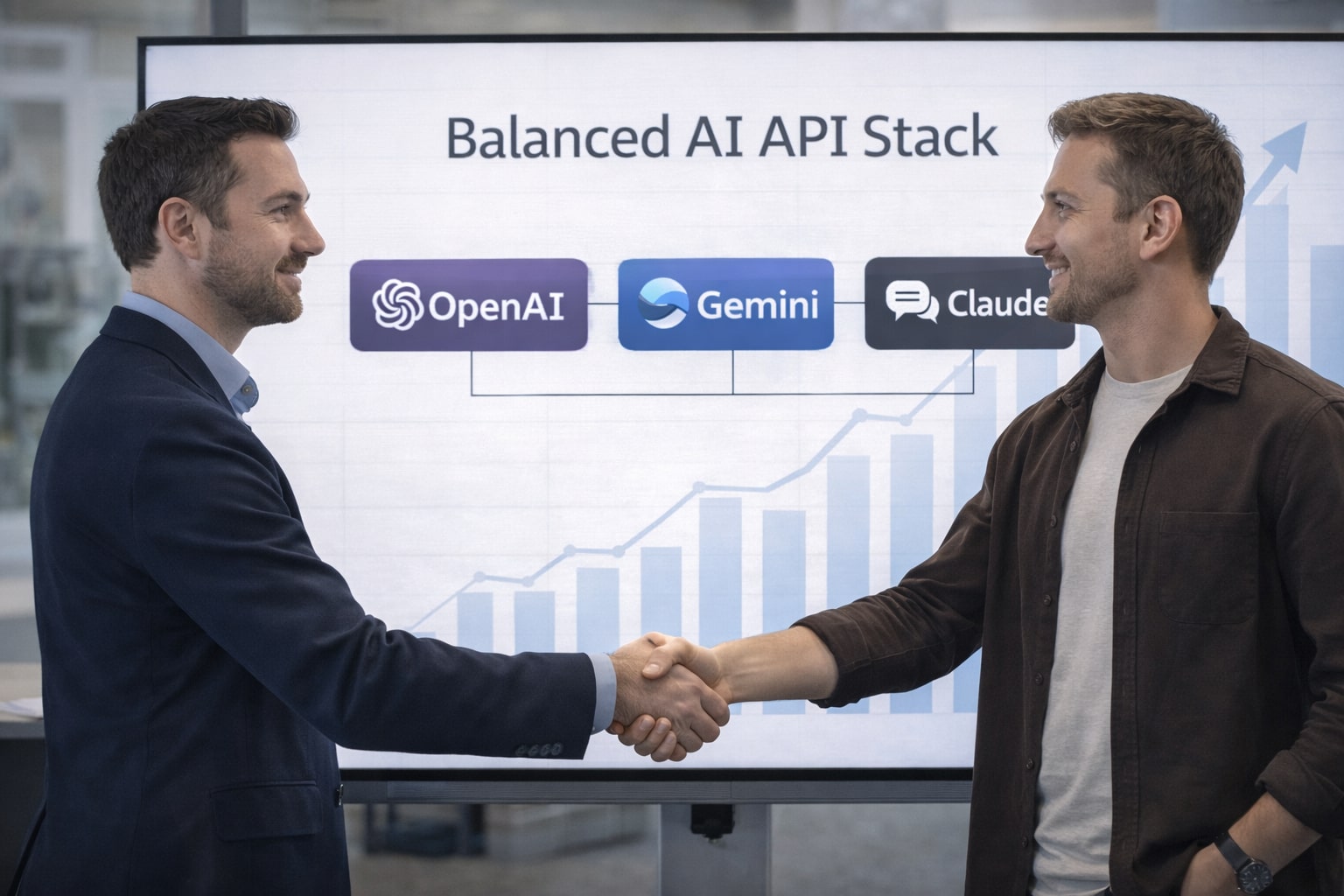 Konsultan dan pendiri bisnis menyepakati strategi stack API AI yang seimbang